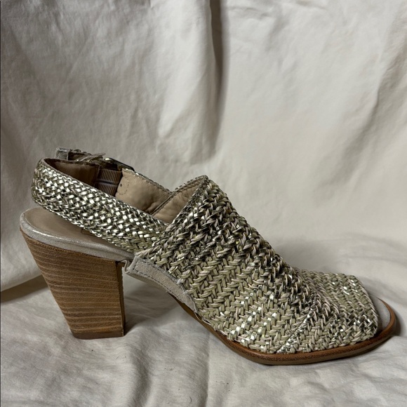 Silver Woven Slingback Heeled Sandals | Paul Green | Size 4.5 (UK), 7 (US) - Picture 5 of 9